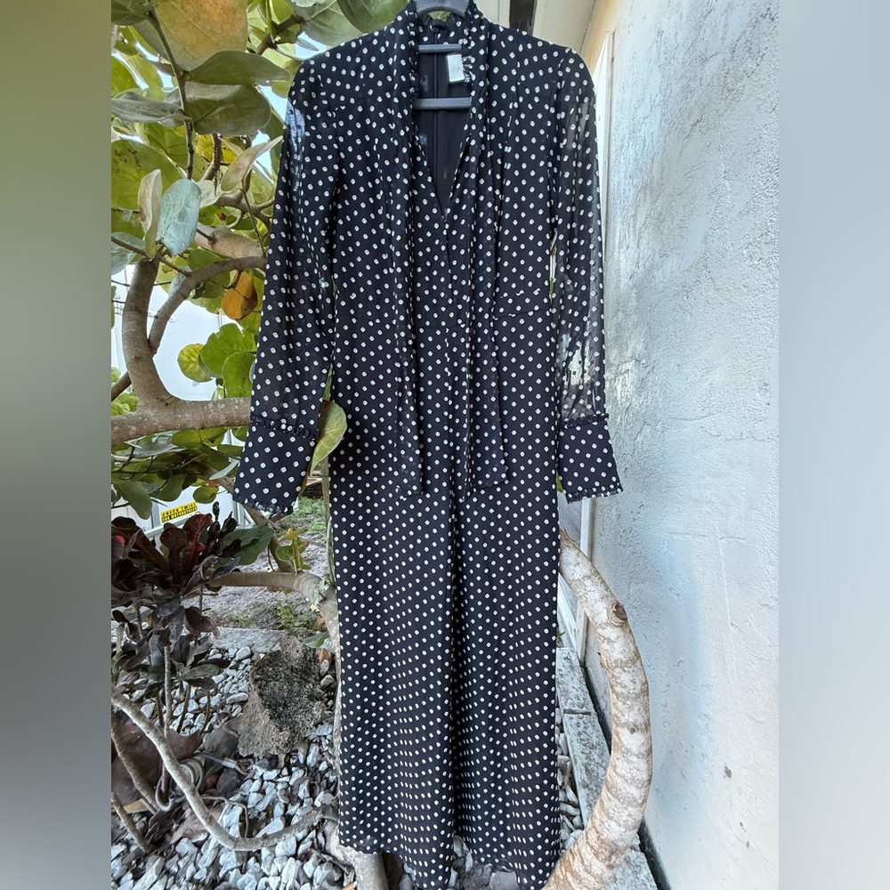 Alexis Davinia Classy Retro-inspired Black and White Polka Dot Jumpsuit Size S